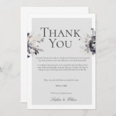 Einfache Black Floral Digital Danke Karte (Vorne/Hinten)