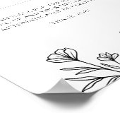 Einfache Black Floral Wedding Audio Gästebuchsigna Poster (Ecke)