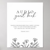 Einfache Black Floral Wedding Audio Gästebuchsigna Poster (Vorne)