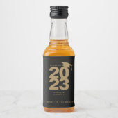 Einfache Black & Gold Abschluss Mini-Alkoholkennze Alkoholflaschenetikett (Vorderseite)