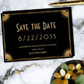 Einfache Black Gold Art Deco Hochzeit Sichern Sie  Save The Date