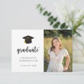 Einfache Black Gold Graduation Cap Tassel Einladung (Stehend Vorderseite)