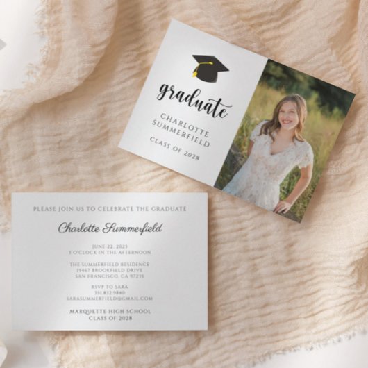 Einfache Black Gold Graduation Cap Tassel Einladung