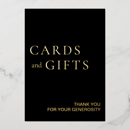 Einfache Black & Gold Karten & Geschenke Hochzeits (Vorderseite)