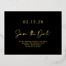 Einfache Black Gold Luxe Folie Save the Date Postk