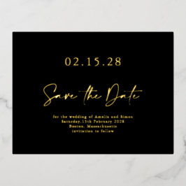 Einfache Black Gold Luxe Folie Save the Date Postk Einladungspostkarte