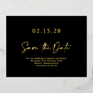 Einfache Black Gold Luxe Folie Save the Date Postk Folie Einladungspostkarte