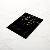 Einfache Black Gold Script Hochzeit Danke Gold Folie Einladungspostkarte (Gedreht)