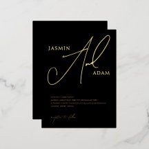 Einfache Black Gold Script-Hochzeit
