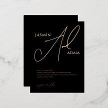 Einfache Black Gold Script-Hochzeit