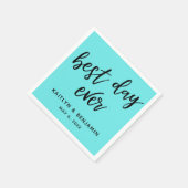 Einfache Black Handwriting Best Day Ever Aqua Serviette (Ecke)