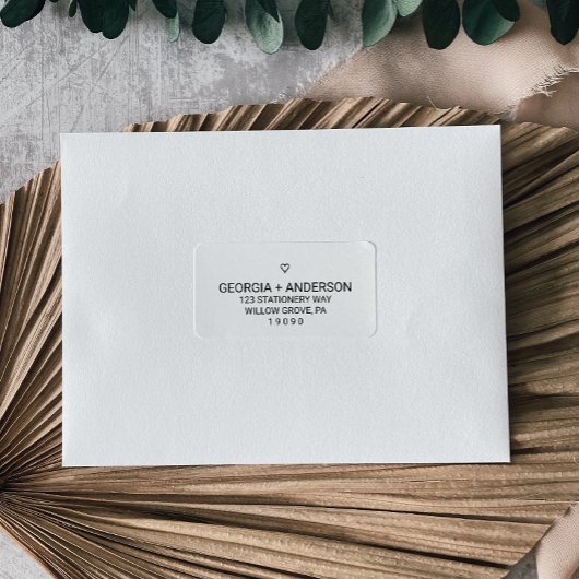 Einfache Black Heart Wedding Adressaufkleber