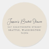 Einfache Black Ivory Brautparty Rücksendeadresse Runder Aufkleber (Vorderseite)