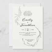 Einfache Black Leaf Script Virtual Wedding Einladung (Vorderseite)