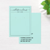 Einfache Black Minze Cursive Earring Display Card (Schreibtisch)