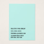 Einfache Black Minze Cursive Earring Display Card (Rückseite)