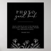 Einfache Black Modern Wedding Foto Gästebuchsignat Poster (Vorne)