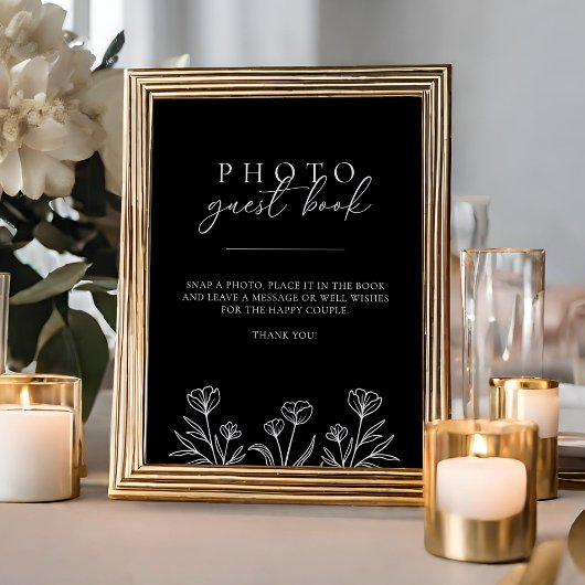 Einfache Black Modern Wedding Foto Gästebuchsignat Poster