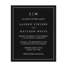 Einfache Black Monogram Budget Hochzeit Einladung