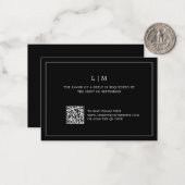 Einfache Black Monogram QR Code Elegant Wedding UA Mitteilungskarte (Vorderseite/Rückseite Beispiel)