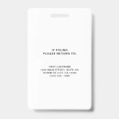 Einfache Black QR Code Mitarbeiter-ID Ausweis (Rückseite)