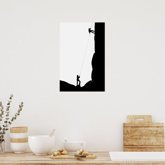 Einfache Black Rock Climbing-Silhouette Poster (Küche)