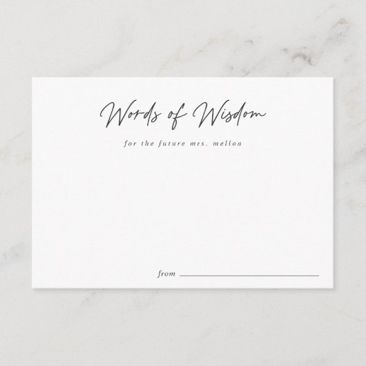 Einfache Black Script Brautparty Advisor Card Hinweiskarte (Vorderseite)