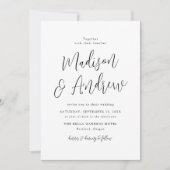 Einfache Black Script-Hochzeit Einladung (Vorderseite)
