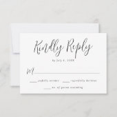 Einfache Black Script-Hochzeit RSVP Karte (Vorderseite)