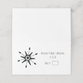 Einfache Black Snowflake Hochzeit-Tischnummer Platzkarte