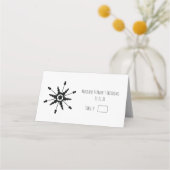 Einfache Black Snowflake Hochzeit-Tischnummer Platzkarte (Vorderseite)