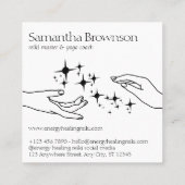 Einfache Black Stars Energy Hands Reiki Therapie Quadratische Visitenkarte (Rückseite)