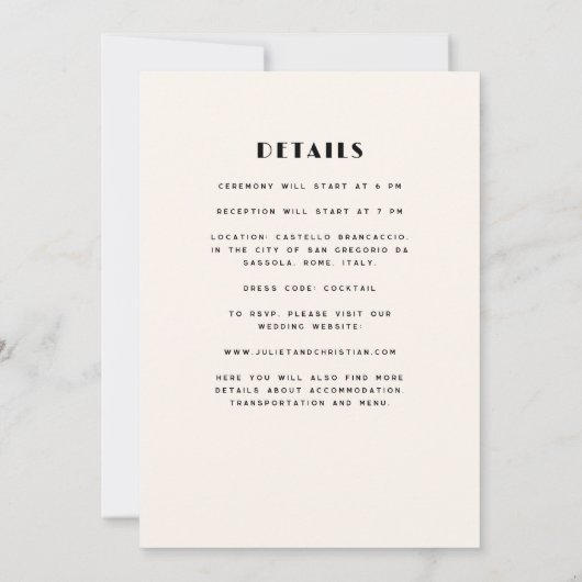 Einfache Black Wavy Border Bow Wedding Einladung (Rückseite)