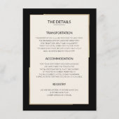 Einfache Black Wedding Details Umschließungskarte Begleitkarte (Vorderseite)