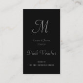Einfache Black Wedding Drink Ticket Cards (Vorderseite)