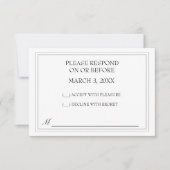 Einfache Black Wedding RSVP (Vorderseite)
