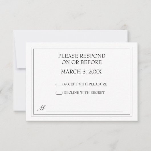 Einfache Black Wedding RSVP (Vorderseite)