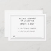Einfache Black Wedding RSVP (Vorne/Hinten)