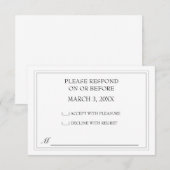 Einfache Black Wedding RSVP Karte (Vorne/Hinten)
