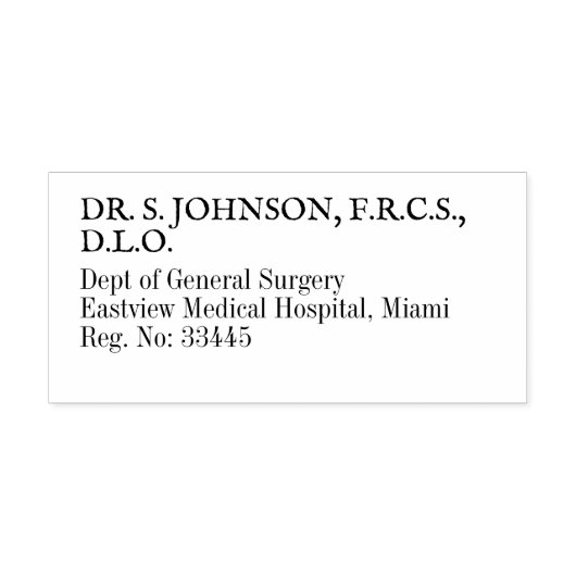 Einfache Black & White-General-Surgen-Doktoranschr Permastempel (Design)