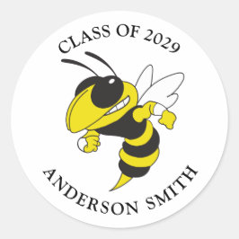 Einfache Black Yellow Jacket Klasse des Abschlusse Runder Aufkleber