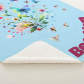 Einfache Bläserfarben-Monogramm-Biene auf blau Sherpadecke (3/4)