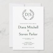 Einfache Bläsermonogramm-Wraath-Initialen Einladung (Vorderseite)