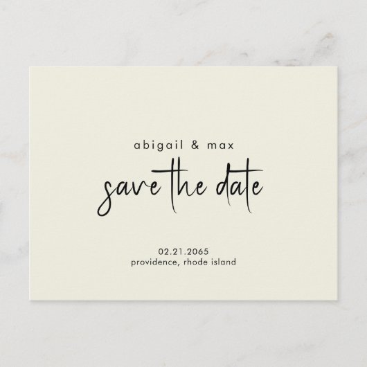 Einfache blassgelbe Hochzeit Sichern Sie das Datum Postkarte (Vorderseite)