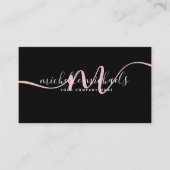  Einfache, blassrosa Minimal-Monogramm-Script schw Visitenkarte (Vorderseite)