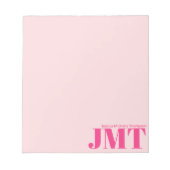 Einfache, blassrosa und hellrosa Bezeichnung Monog Notizblock (Vorderseite)