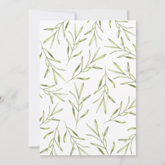 Einfache Blatt-Grün-Weiß-Foliage Einladung (Rückseite)