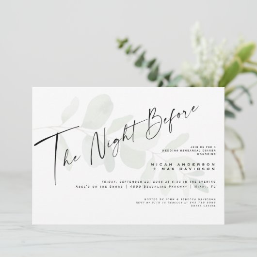 Einfache Blätter am Abend vor der Probe Einladung (Stehend Vorderseite)