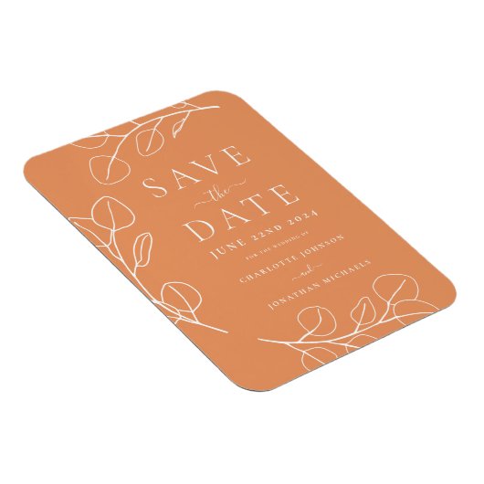 Einfache Blätter Apricot Hochzeit Magnet (Rechte Seite)