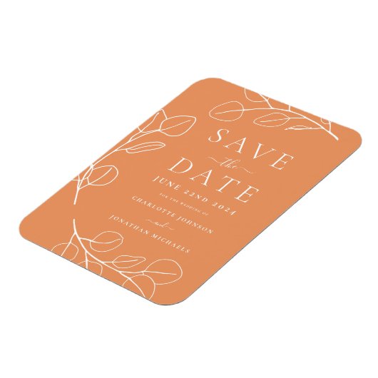 Einfache Blätter Apricot Hochzeit Magnet (Linke Seite)
